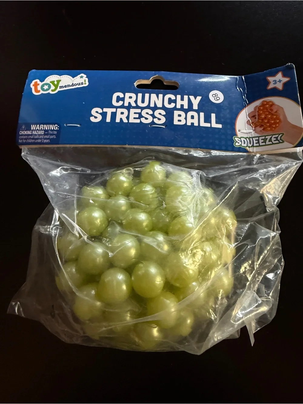 New Viral Crunchy Stress Squishy Ball Toymendous Squeeze Green Toy 3+ Squish